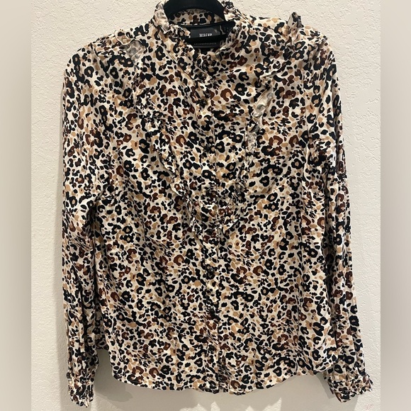 Maeve by Anthropologie Ruffles Long Sleeve Button Down Shirt Size 6 - Picture 4 of 7